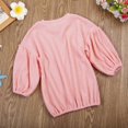 thumbnail image 3 of Baby Girls Long Lantern Sleeve Pullover Solid Color  Collar Knit Top, 3 of 9