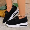 thumbnail image 4 of Chaussures de Marche à Plateforme Compensée pour Femmes Printemps Automne Confortables en Suède à Lacets Épaisses Espadrilles Mode Mocassins, 4 of 6