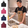 thumbnail image 2 of Work Apron Thick Sleeveless Breathable Unisex Multi-pockets Storage Cotton Cross Back Kitchen Apron for Home, 2 of 9