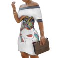 thumbnail image 1 of Short Dress Off Shoulder Skin-friendly Polyester Vintage Bodycon Midi Party Cocktail Dress for Prom, 1 of 8