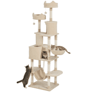 PawHut 81" Large Cat Tree w/ Scratching Posts, Cat Condos, Beds, Beige