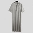 thumbnail image 2 of XZNGL Mens Muslim Robe Set Arab Middle Robe Long Sleeve Standing Neck Pocket Button Casual Robe, 2 of 3