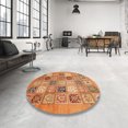 thumbnail image 3 of Ahgly Company Tapis d'Intérieur Ronds Abstraits Orange Tapis de Zone Abstraits, 8 Pieds Rond, 3 of 6