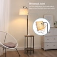 thumbnail image 2 of DEWENWILS Lampe sur Pied avec Table, Table d'Appoint Intégrée avec Lampes pour Salon, Lampes sur Pied de Style Ferme en Bois avec Abat-Jour Ajustable pour Chambre, Bureau, Brun, 2 of 7
