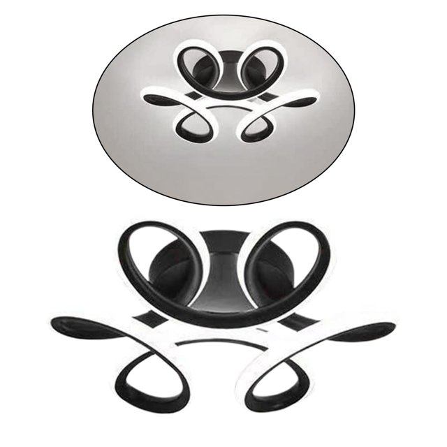 LED Modern Ceiling Lights Creative Shape Indoor Porch Ceiling Lights Flush Mount light featuring a unique artistic design with curved black and white loops. Made from high-quality wrought iron and acrylic, it offers excellent light transmittance and a gentle, non-dazzling glow. Suitable for spaces up to 15 square meters, this flush mount light is ideal for living rooms, bedrooms, hallways, and lounges. Dimensions are approximately 24x24x5cm.