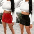 thumbnail image 3 of Mini Jupe en Cuir PU Taille Haute Robe Courte Moulante pour Femmes, 3 of 5