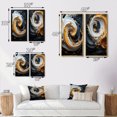 thumbnail image 4 of Designart "Black White Gold Spiral Liquid Magic" Abstract Spirals Wall Art Set Of 2 - Transitional Gold Gallery Wall Set For Home Decor, 4 of 6