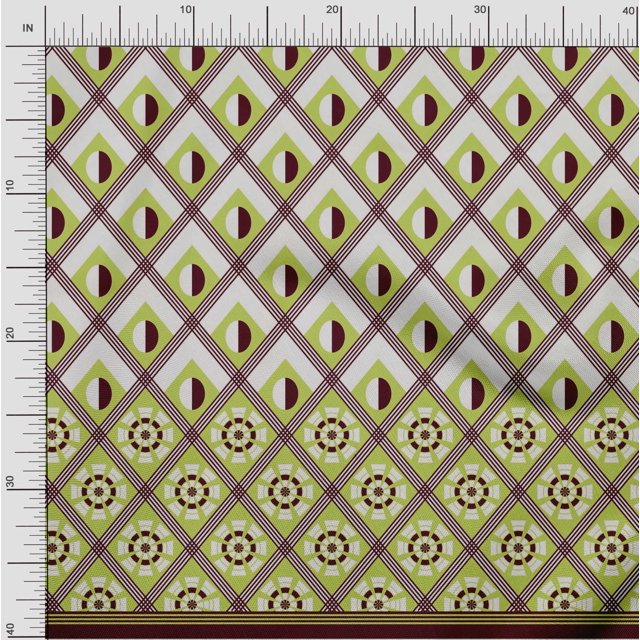 oneOone Polyester Lycra Light Green Fabric Geometric Panel Craft Projects Decor Fabric Printed By The Yard 56 Inch Wide
