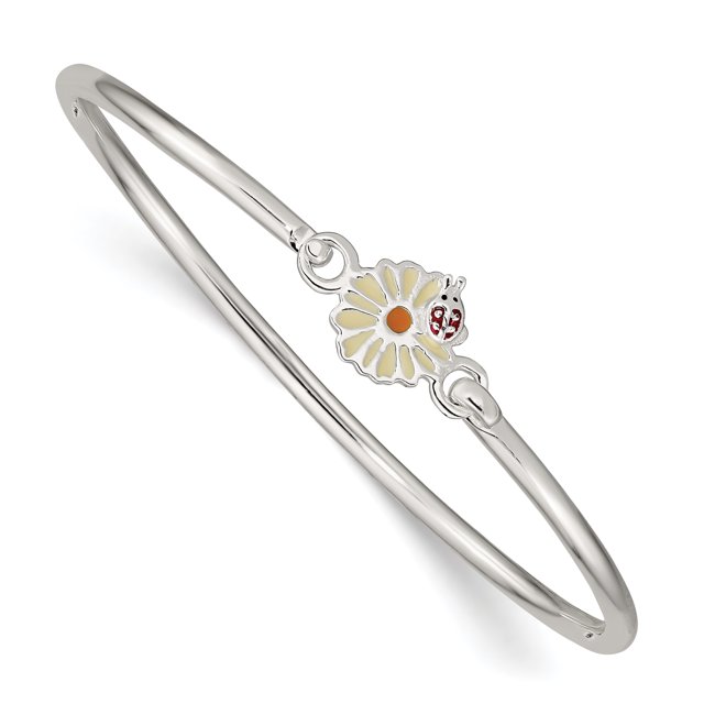 Bracelet pour Enfant en Argent Sterling 925 Émaillé Fleur