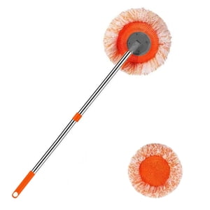 Vacemry 3Pcs Car Wash Mop, Sunflower Design Circular Mop with Thick Soft Cloth Head, High Absorption Suction Power for Vehicle Wall Ceiling Household Cleaning, Adjustable Tension Buckles Easy
