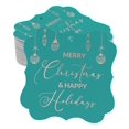 thumbnail image 1 of Inkdotpot Pack Of 100 Merry Christmas & Happy Text Paper Tags DIY Craft Bracket Shape Real Rose Gold Foil Hang Tags, 1 of 1