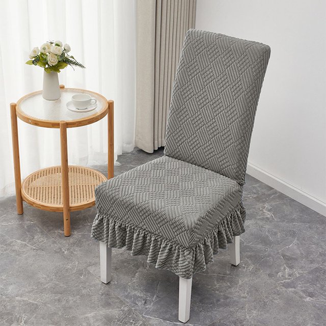1PCS Elastic Universal Dining Chair Cover Soft Anti-wrinkle Knitted Jacquard Velvet Dining Table And Chair Cover 7colors Option