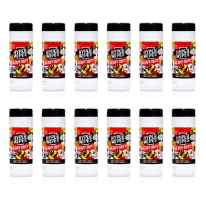 Hyper Essuie-glace, 12 Emballer la main lourde & Wipes de nettoyage d'outils, 7"x12" Taille Wipes multi-surface, Dégraissage, Nettoyant tout usage, Salle de bains, Mécanique, Wipes en surface de travail, 420 Compteur Canister