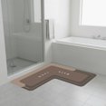 thumbnail image 4 of Bathroom Rug under $5! Yannianjz L-Shaped Bath Mat, Corner Absorbent Bathroom Rug, Non-Slip Kitchen Floor Mat, Memory Foam Carpet for Tub Shower, 80x80cm Grey Blue Brown, 4 of 6
