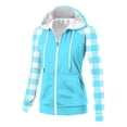 thumbnail image 4 of Chbgutlmr Sweatshirt for Women Raglan Long Sleeve Casual Plaid Jackets Drawstring Zip up Hoodies Pockets, 4 of 8