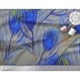 thumbnail image 3 of Soimoi Modal Satin Fabric Peacock Feather Print Fabric by the Yard 42 Inch Wide, 3 of 3