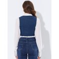 thumbnail image 4 of INSPIRE CHIC Women's Denim Button Up Vintage Sleeveless Jean Crop Racerback Vest Mid-Blue S, 4 of 5