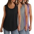 thumbnail image 1 of Plebaso Lot de 3 Débardeurs pour Femmes Décontractés d'Été Sans Manches Amples Col Rond T-Shirts Basiques pour Dames, 1 of 7