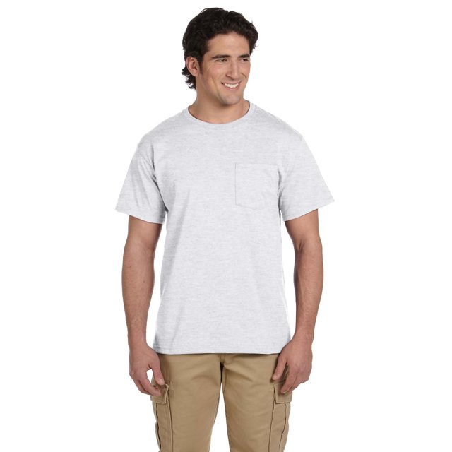 Jerzees Mens DRI-POWER Active Short Sleeve Pocket Crew T-Shirt, 2X, Ash