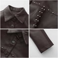 thumbnail image 4 of LOVZFMLL Vestes pour Femmes Couleur Unie Courte Mince Veste en Cuir à Manches Longues Veste Décontractée à Manches Longues Veste Décontractée à Capuche, 4 of 7
