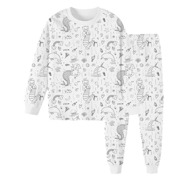 MIASHUI Kid DIY Hand Painted Homewear Set Boy Girl Pajama Sets Cute Funny Cartoon,White,3-4 Years