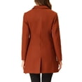 thumbnail image 3 of INSPIRE CHIC Manteau pour Femme Couleur Unie Revers Cranté Simple Boutonnage Caban d'Hiver Rouge Brique TG, 3 of 6