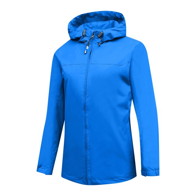 Veste à Capuche Bleu Royal pour Femmes Manteaux pour Adolescentes Piste Athlétique Randonnée Course Sortie avec Capuche Imperméable Basique Hiver Automne à Fermeture Éclair 2025 Vêtements Tendance S