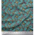 thumbnail image 1 of Soimoi Tissu en Rayonne Feuilles, Baies Rouges & Perroquet Tissu Imprimé 1 Yard 42 Pouces de Large, 1 of 1