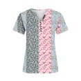thumbnail image 4 of Penkiiy Blouse Décontractée à Manches Courtes et Col en V pour Femmes, Imprimé, Été, Boutons, m Rose, 4 of 5