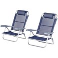 thumbnail image 1 of Outsunny Ensemble de 2 Chaises de Camping, Chaises de Plage avec Dossier et Appuie-Tête Réglables, Chaise Pliante pour l'Extérieur, Bleu Foncé, 1 of 7