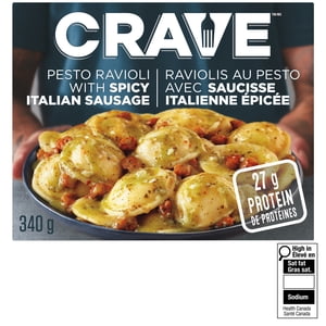 CRAVE Pesto Ravioli with Spicy Italian Sausage, 340g