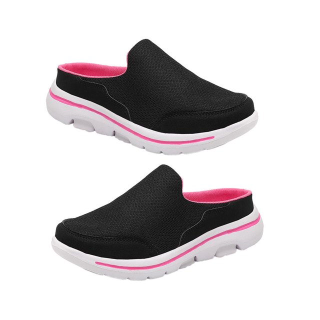 Langgg 1 Paire Femmes Portable Style Décontracté Sandales à Enfiler en Maille Voyage Respirantes Design Simple Pantoufle Sandale Chaussures Noir Rouge Taille 40