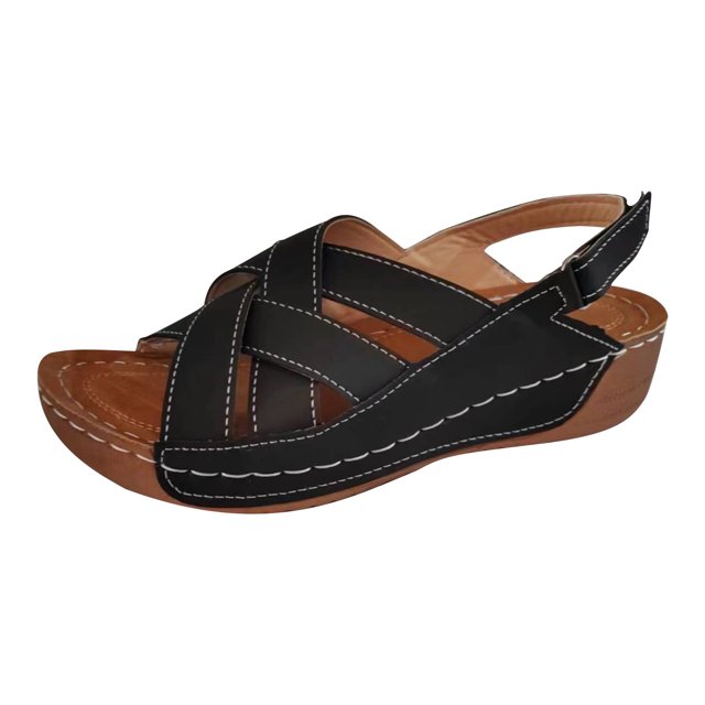 KIHOUT Summer Womens Sandals, Ladies New Summer Plus-size Solid Color Wedge Fish Mouth Platform Sandals