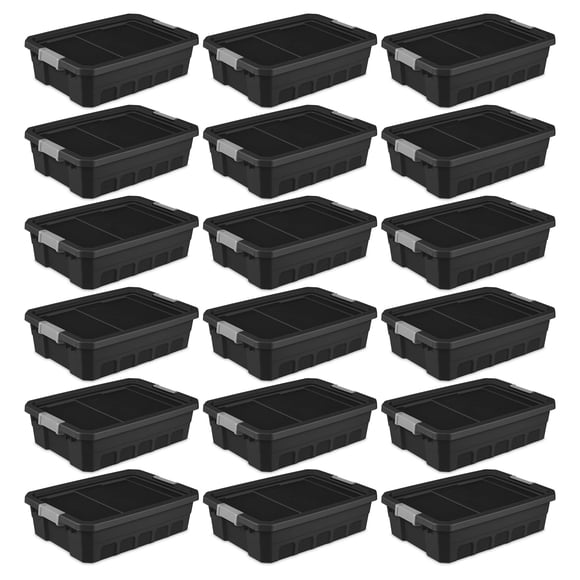 Sterilite 10 Gallon Industrial Stacker Storage Totes w/ Clip Lids (18 Pack)