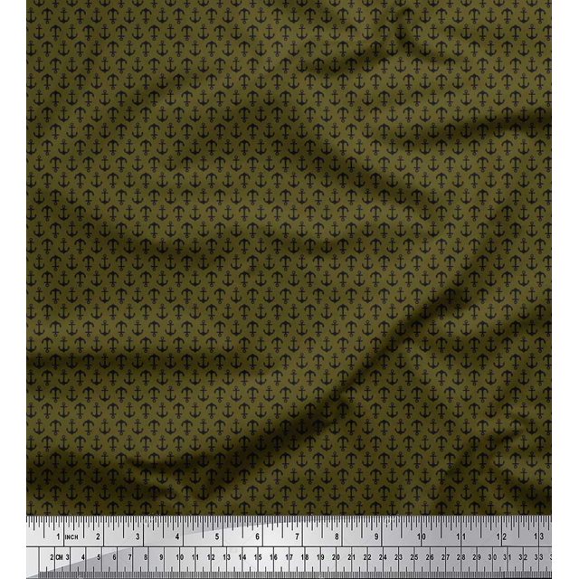 Soimoi Poly Georgette Fabric Anchor Hook Shirting Printed Craft Fabric by The Yard 42 Inch Wide