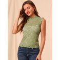 thumbnail image 2 of INSPIRE CHIC Women's Sleeveless Lace Ruffled Semi Sheer Blouse Top, 2 of 6