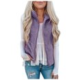 thumbnail image 1 of Heliisoer Pocket Women Zipper Solid Color Jacket Plush Sleeveless Lapel Vest Loose, 1 of 8