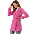 thumbnail image 2 of INSPIRE CHIC Trench-Coat Long à Col Châle Ceinturé pour Femmes Turquoise L, 2 of 6