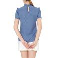 thumbnail image 3 of INSPIRE CHIC Blouse Décontractée à Manches Courtes pour Femme à Volants à Pois Col Rond TP Bleu, 3 of 8