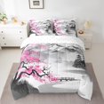thumbnail image 2 of YST Cherry Blossoms 7-Piece Comforter Set, Japanese Style Bedding with Mount Fuji Design, Queen Size, White Grey Pink, 2 of 4