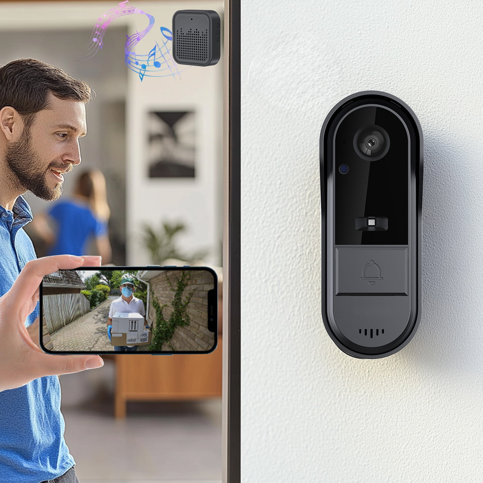 Cagogo under $5 Smart Video Doorbell, Smart WiFi Video Doorbell, Wireless Security Camera Doorbell, HD Night Vision Doorbell, Two Way Audio Intercom, Waterproof Remote Monitoring, Tuya App Doorbell
