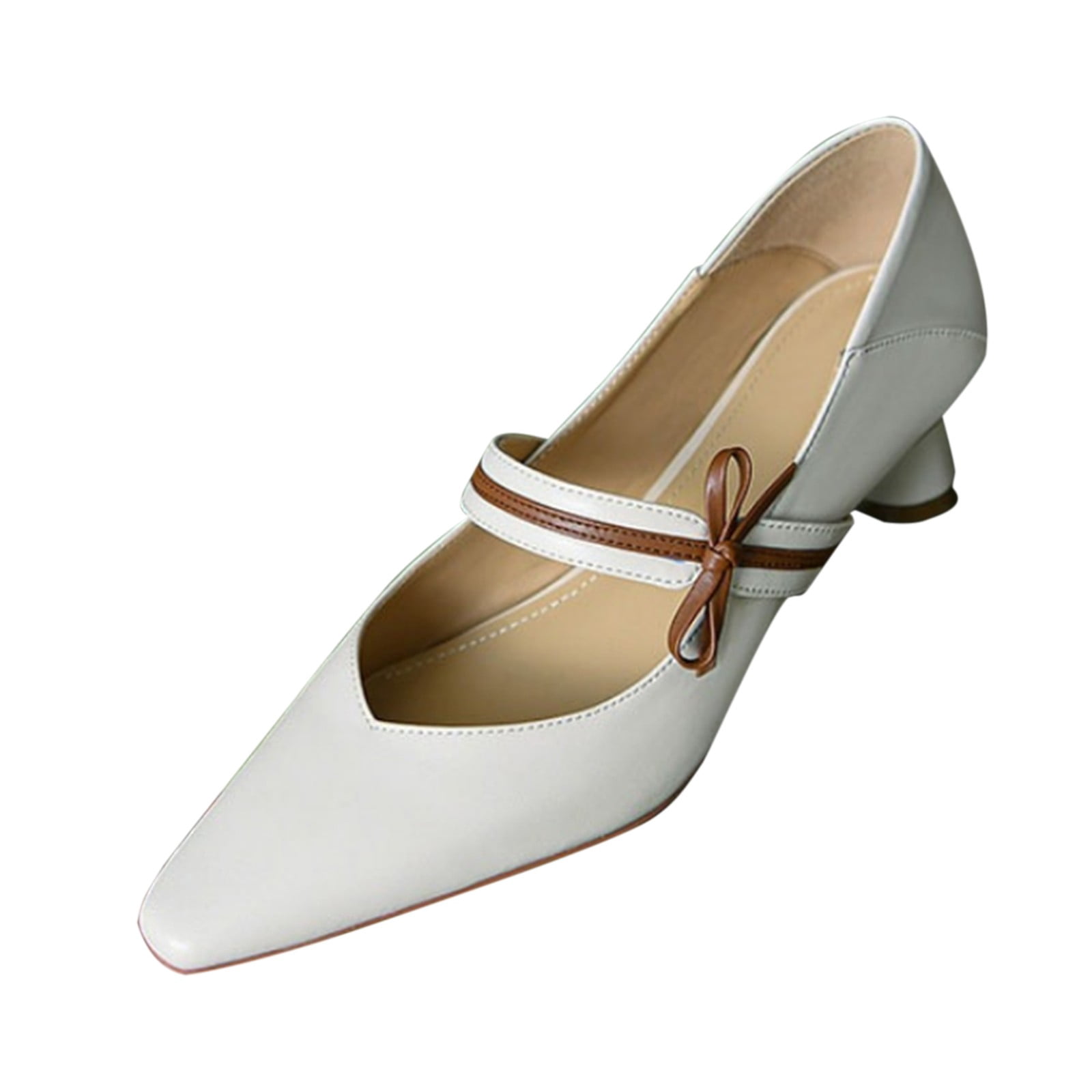 B91xZ Chaussures pour Femmes Bout Rond Ballerines Extensibles Décontractées Mode Fête Robe Ballerines Chaussures, Blanc 7