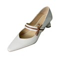 thumbnail image 1 of B91xZ Chaussures pour Femmes Bout Rond Ballerines Extensibles Décontractées Mode Fête Robe Ballerines Chaussures, Blanc 7, 1 of 5