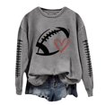 thumbnail image 1 of Aocisk Chandail à Capuche Léger à Manches Longues pour Femmes avec Imprimé Graphique de Football, Col Rond, Gris, Taille TG, 1 of 4