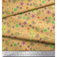 thumbnail image 3 of Soimoi Orange Poly Georgette Fabric Leaves,Insect & Floral Artistic Printed Craft Fabric by The Yard 42 Inch Wide, 3 of 3