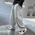 thumbnail image 4 of Boys Pants,Casual Fall Regular Solid Color Sports Loose Wide Leg Sweatpants,Wide Leg Pants, 4 of 9