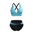 thumbnail image 4 of GZWYHT Bathing Suit for Women Tankini Swimsuits for Women Womens Swimsuits Two High Waisted Bathing Suits Color Block Wrap Front Bikini Sets Womens Swimsuits Women Beach Fashion Mint Green S, 4 of 5