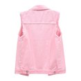 thumbnail image 4 of LUXUR Ladies Vest Lapel Collar Tanks Button Down Coat Comfortable Denim Solid Color Outwear Top Pink M, 4 of 9