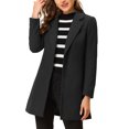 thumbnail image 1 of INSPIRE CHIC Manteau Long Classique pour Femme à Revers Cranté, Manches Longues, P Gris Foncé, 1 of 1