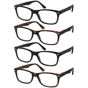 Success Eyewear Reading Glasses Set of 4 Quality Readers Spring Hinge Glasses for Reading for Men and Women Set of 2 Black and 2 Havana 2.5